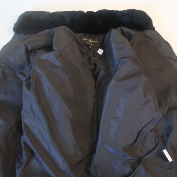 Womens Linda Richards Luxury Black Genuine Rex Rabbit Fur Puffer Jacket Coat XS - Picture 9 of 12